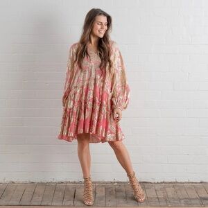 Miss June Paris pink & gold lurex Jodie dress – One Size